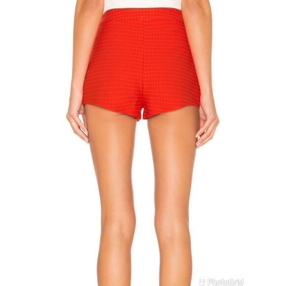 h:ours Brisa Red Checkered Cheeky Mini Side Zip Shorts - Picture 3 of 8